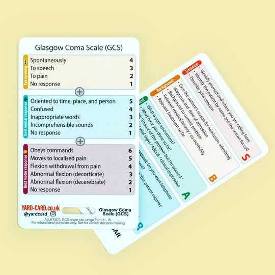 YardCard Badge Card Set (Bloods, ECG, NEWS2, GCS/SBAR) - Lanyard Cards for Healthcare Students